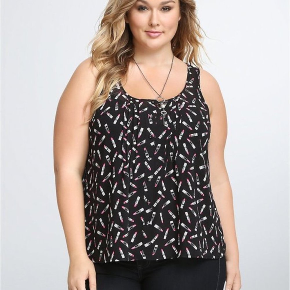 Torrid Black Sheer Sleeveless Lipstick Blouse 2x